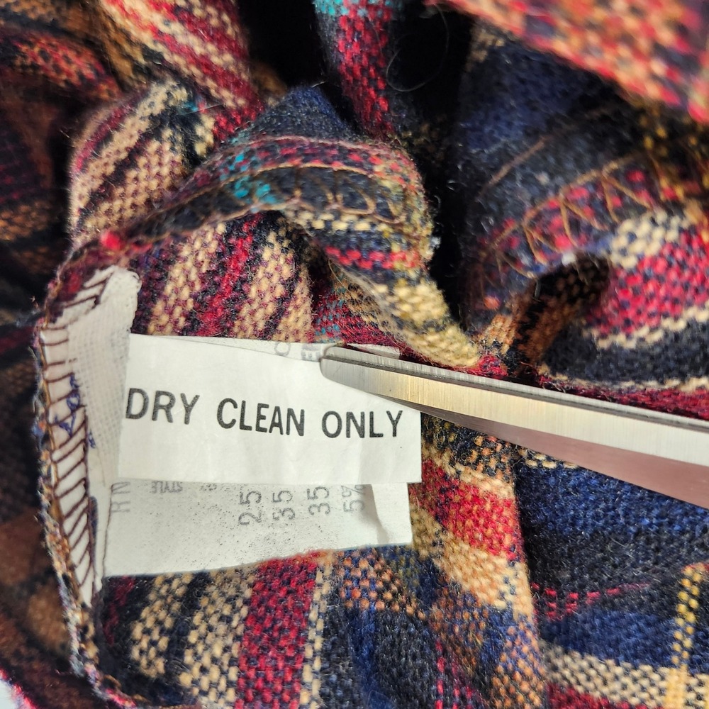Vintage Plaid A Line Midi Skirt Wool Blend 29 Button Zip Closure Womens Academia - Picture 10 of 13